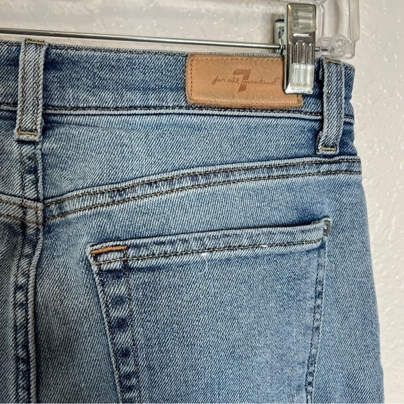 7 For All Mankind Jeans Women 28 Skinny Ankle Raw Hem High Rise Blue Soft Denim - Picture 4 of 9